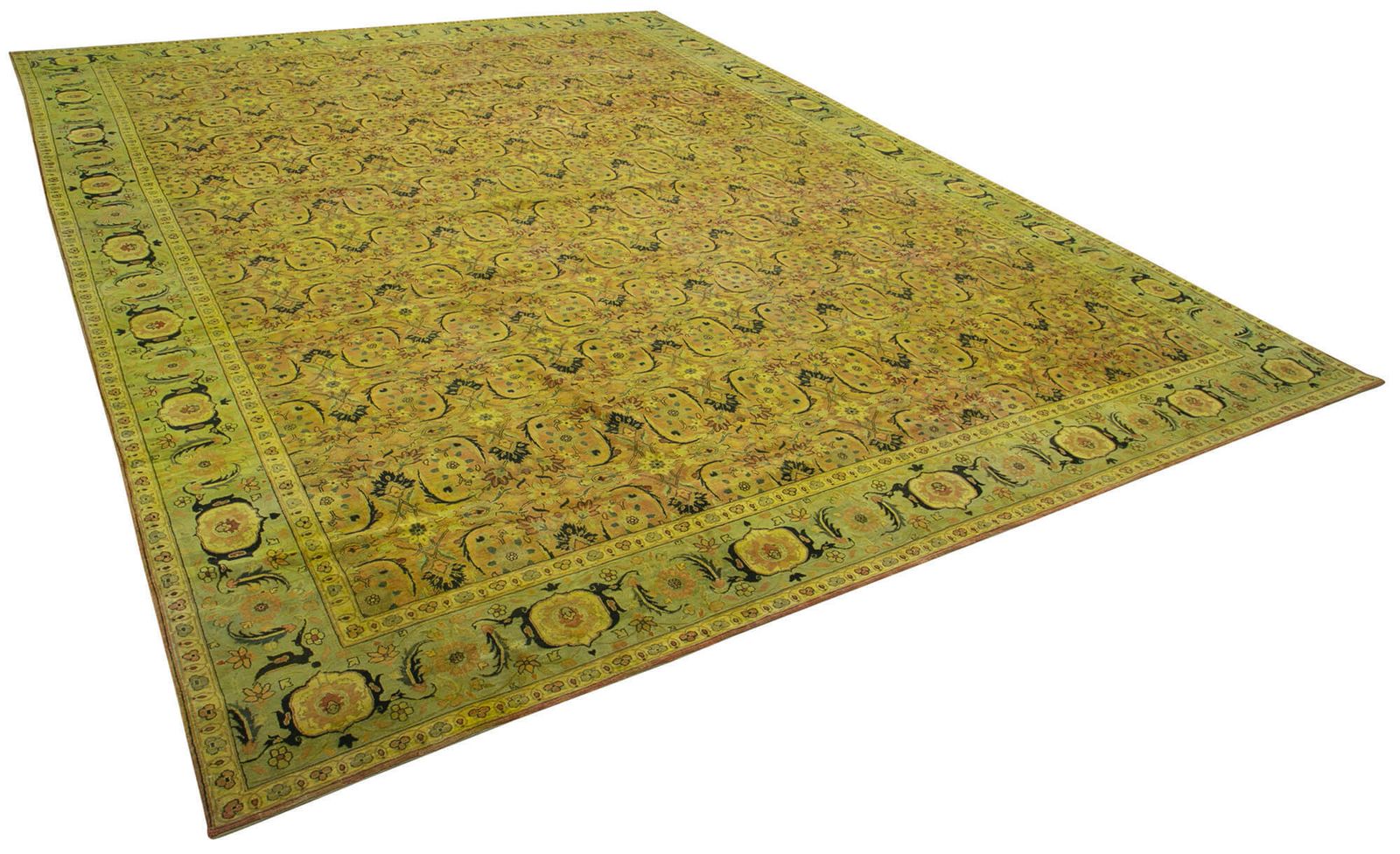One Of A Kind Oriental Hand Knotted 2000s 414 Cm X 554 Cm Green Oushak Large Area Rug photo furniture