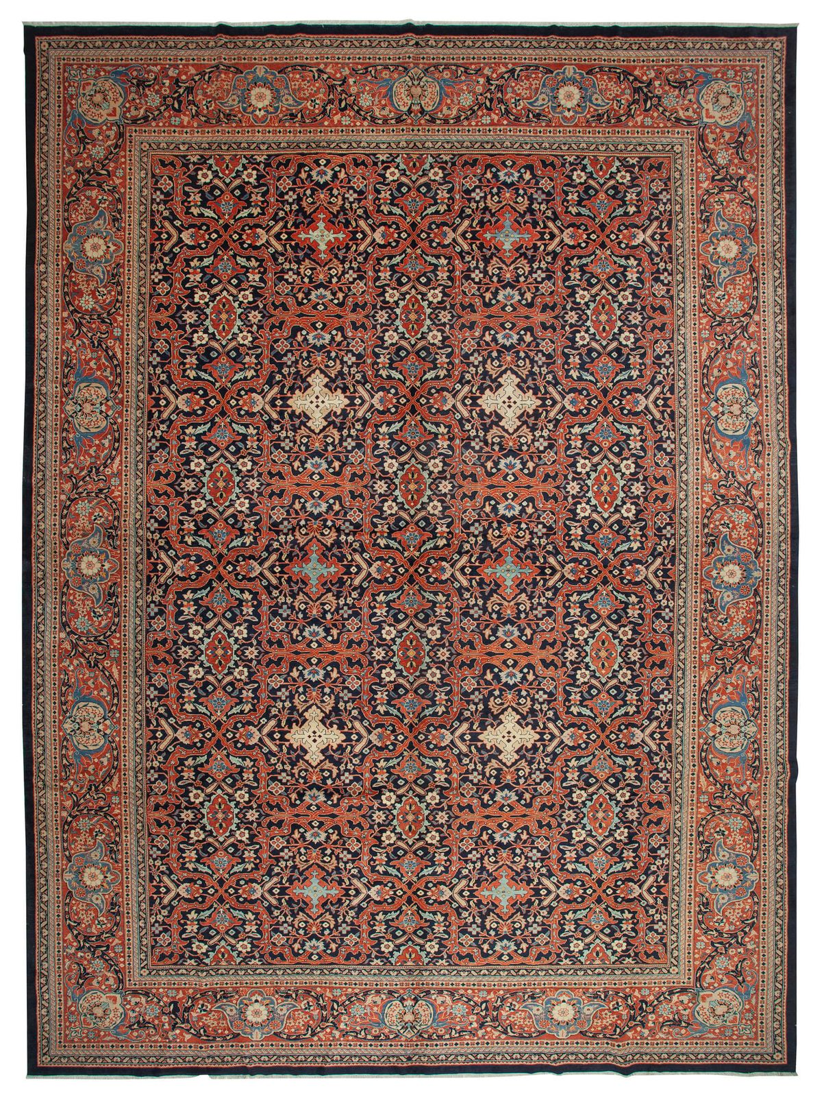2000s Oriental Hand Knotted 419cm X 576cm Wool Oushak Area Rug