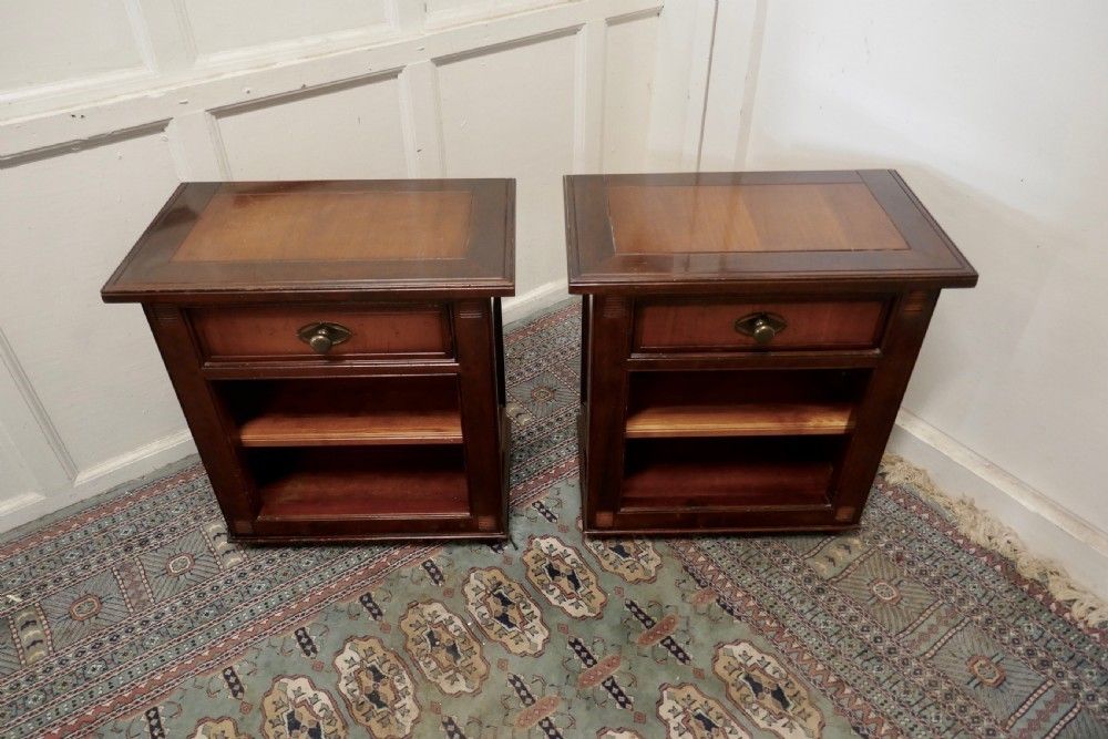A Pair Of French 2 Tone Fruitwood Bedside Cupboards Or Night Tables photo for sale