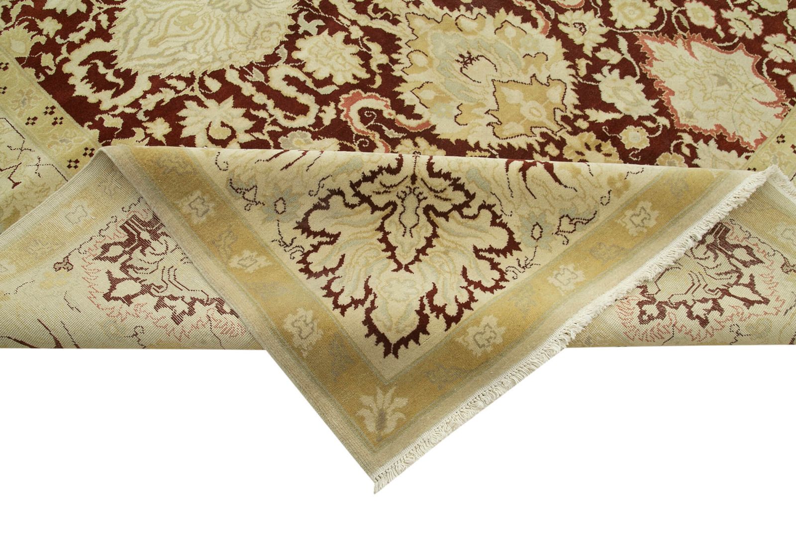 Oriental Hand Knotted 2000s 397 Cm X 535 Cm Beige Large Oushak Carpet photo vinterior