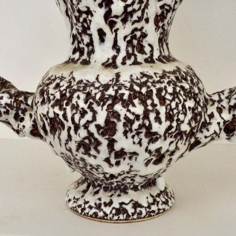 Marius Giuge For Vallauris Lava Glazed Amphora Vase 1950 photo for sale