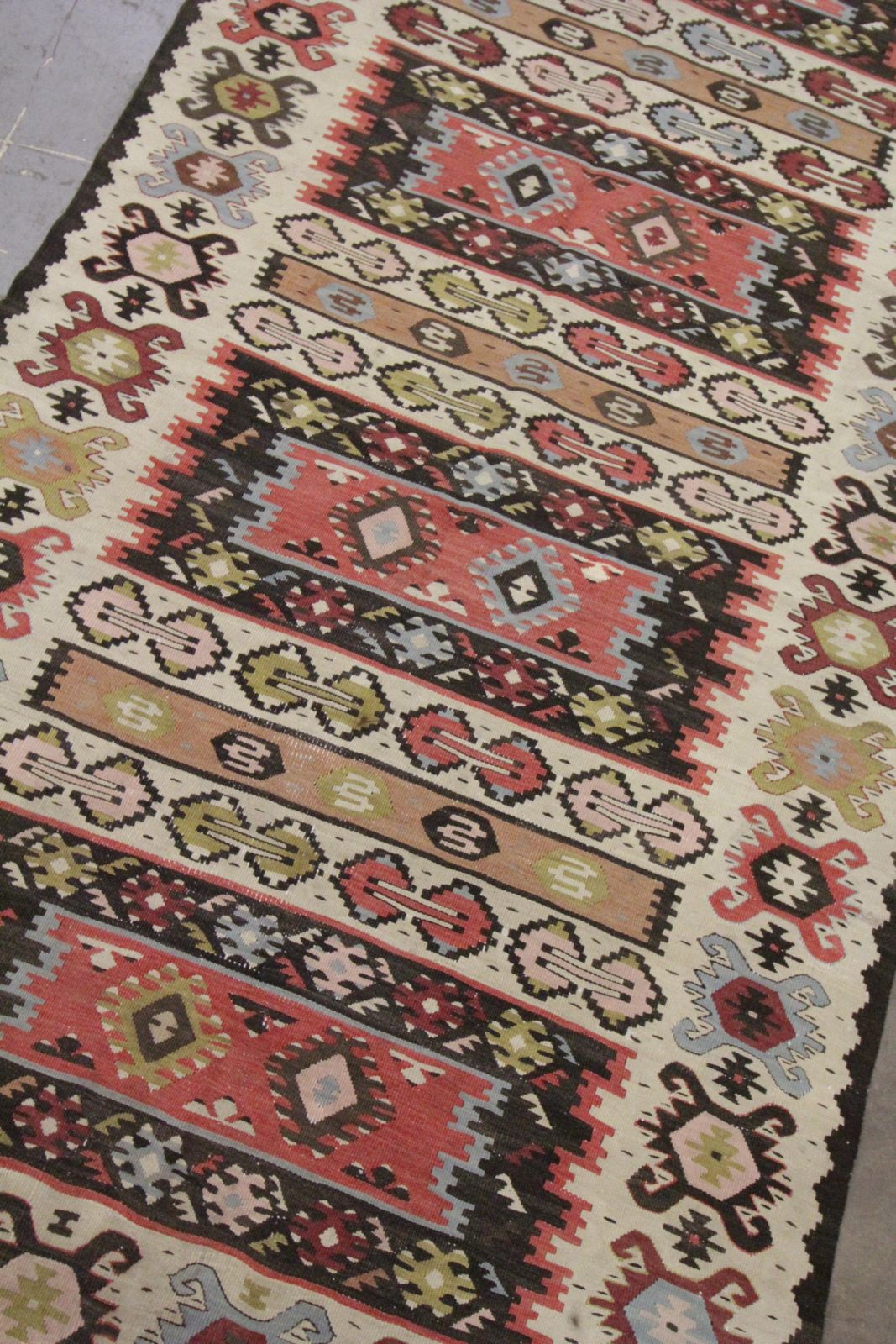 Traditional Sarkoy Kilim Runner Antique Wool Rug Handwoven Geometric Kilim Rug photo for sale