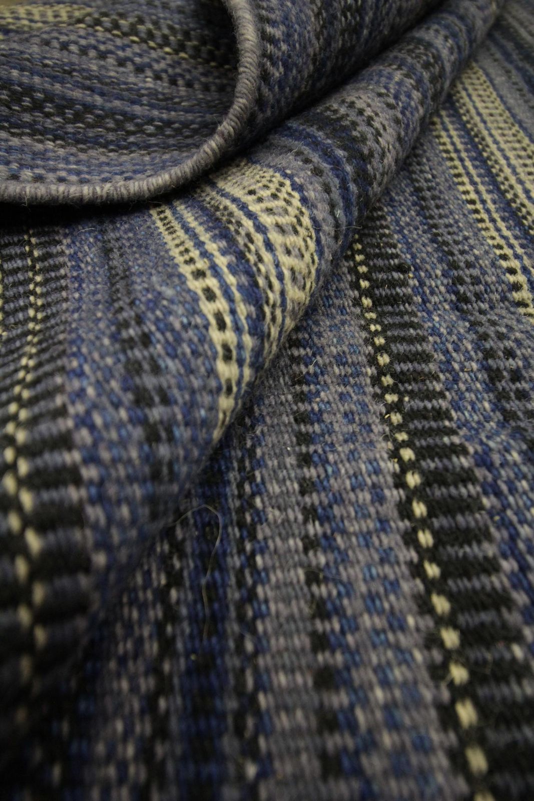 Modern Kilim Rug Blue Wool Carpet Striped Rug Kilim Flat Woven Area Rug photo vintage