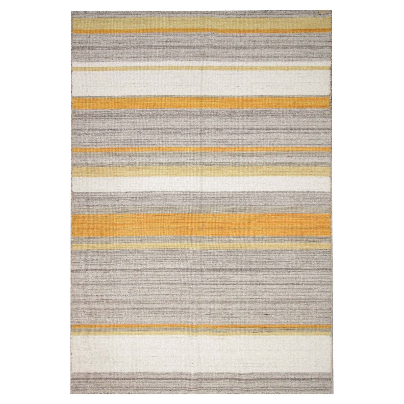 Kilim Area Rug Modern Striped Kilim Rug, Yellow Grey Carpet Rug