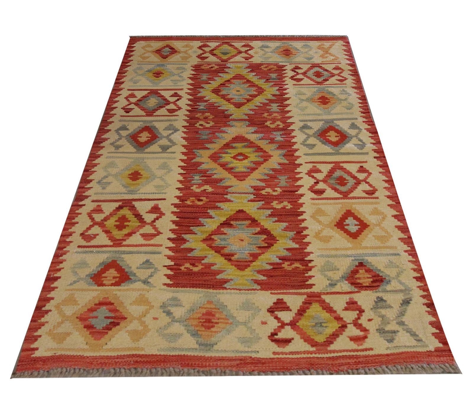 Traditional Scandinavian Red Kilims Wool Area Geometric Carpet Tribal Kilim Rug photo furniture