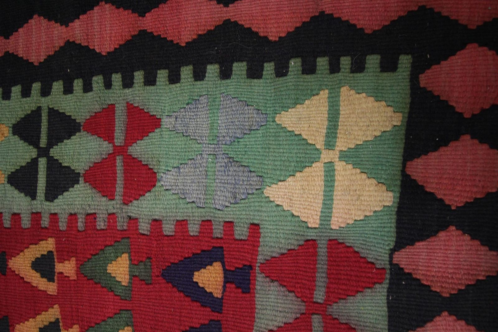 Handmade Carpet Vintage Kilim Rug, Traditional Tribal Red Wool Area Rug photo 2350.0
