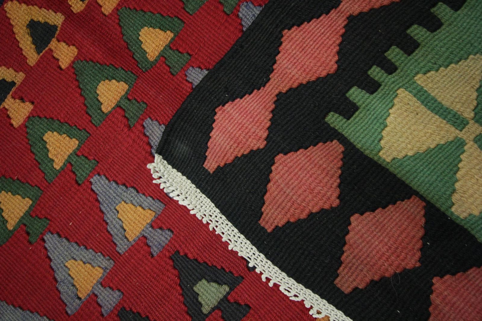 Handmade Carpet Vintage Kilim Rug, Traditional Tribal Red Wool Area Rug photo vinterior