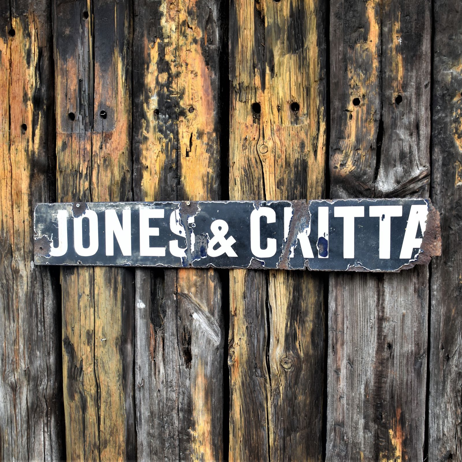 Antique Vintage Original Jones & Critta Enamel Shop Advertising Wall Sign