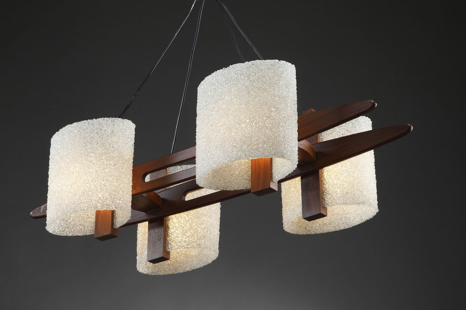 Lampe suspendue scandinave en teck et Perplex granit photo 882.0