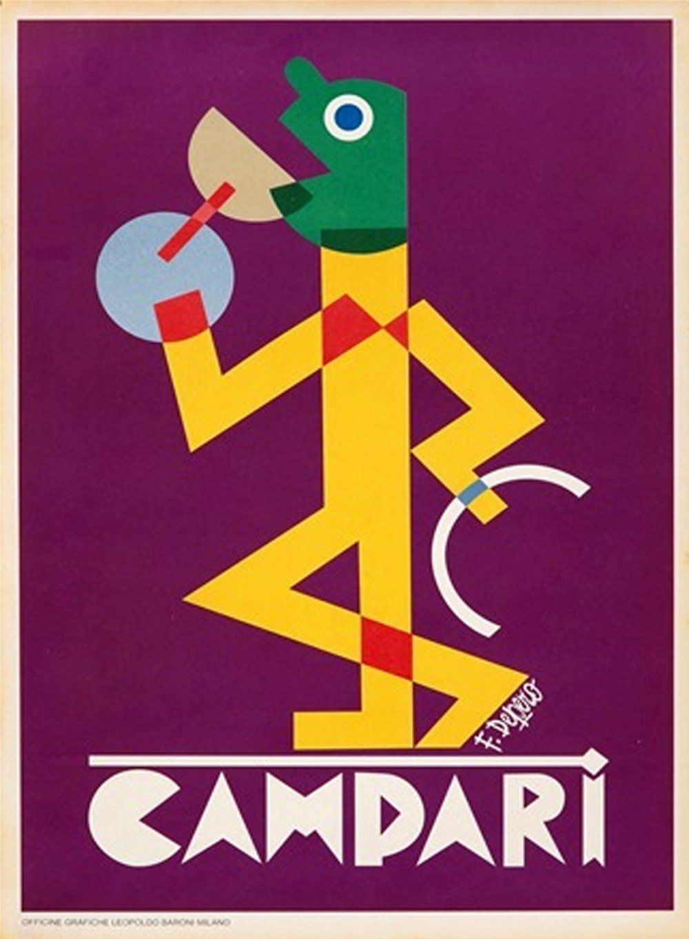 Campari Viola   Fortunato Depero Original Vintage Poster