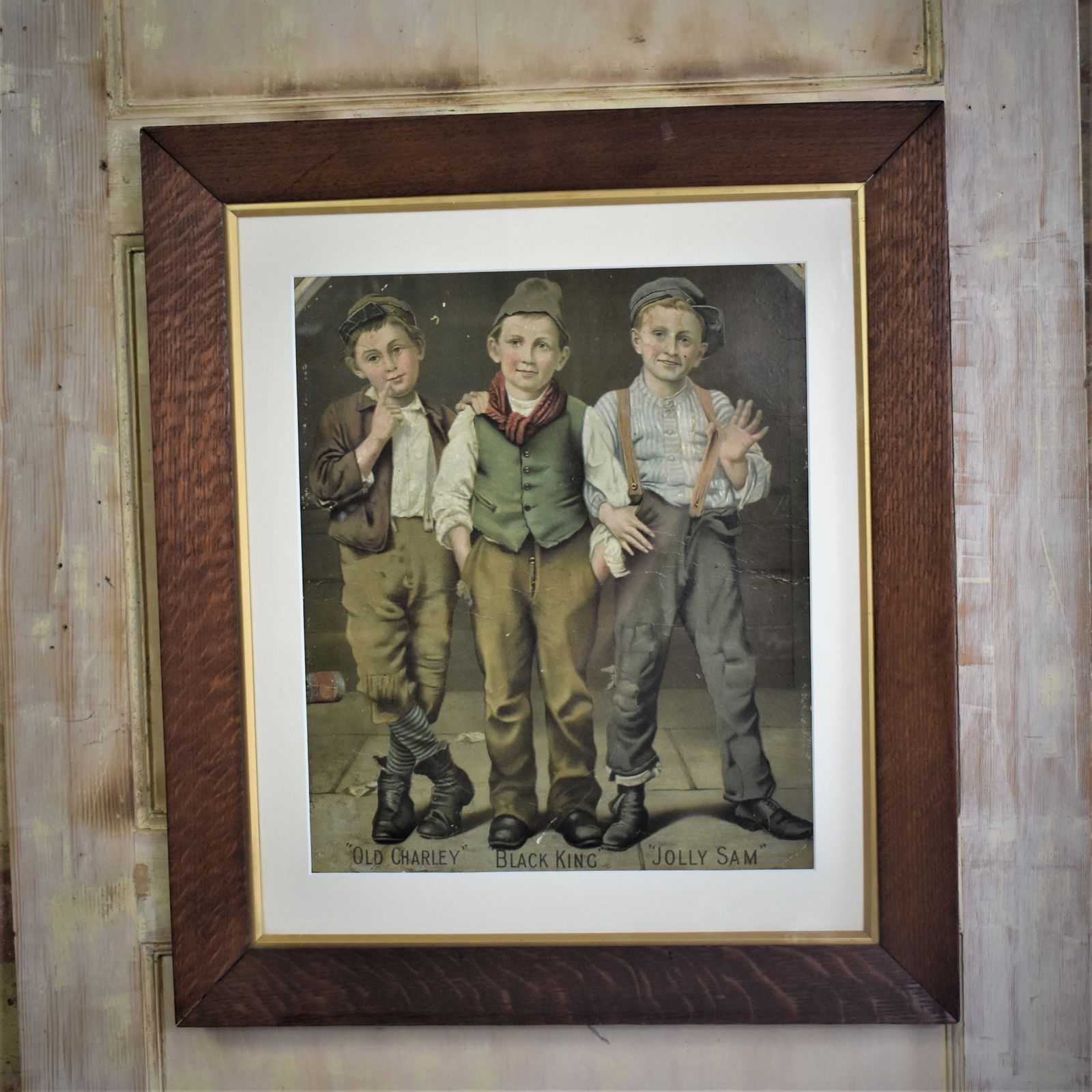 Antique School Boys Advertising Poster Old Charley Jolly Sam Print Picture photo for sale