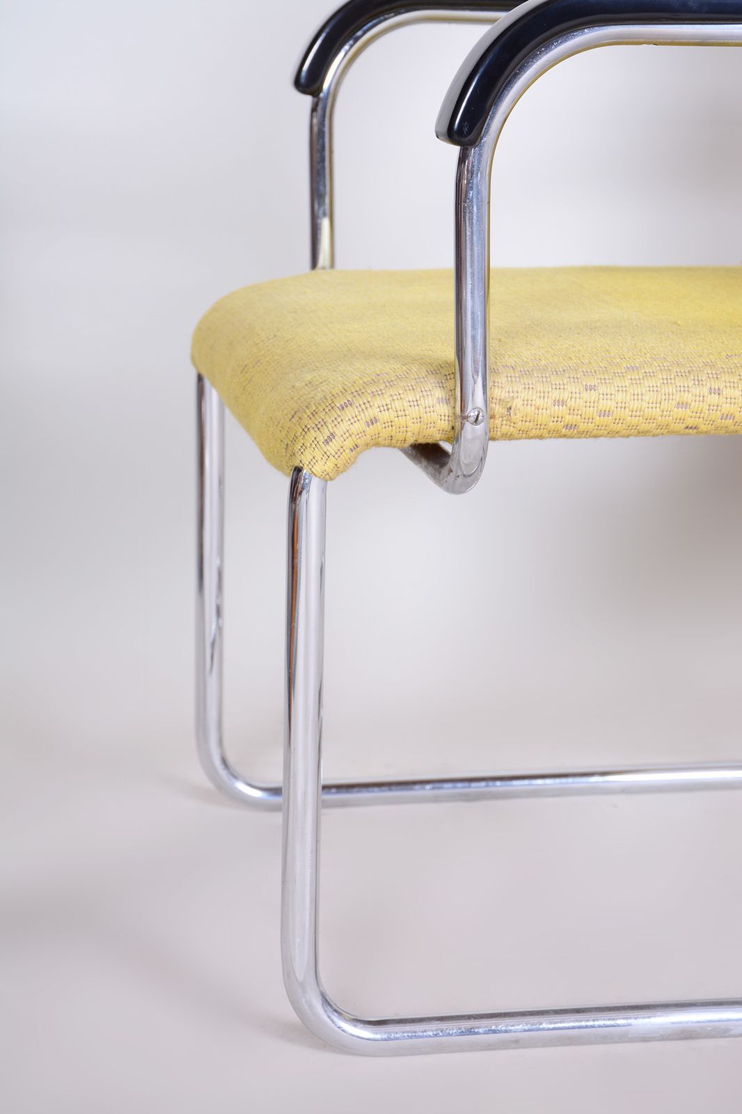 Yellow Bauhaus Armchairs Made In 1930s Czechia. Non Restored Chrome And Fabric. photo Furniture