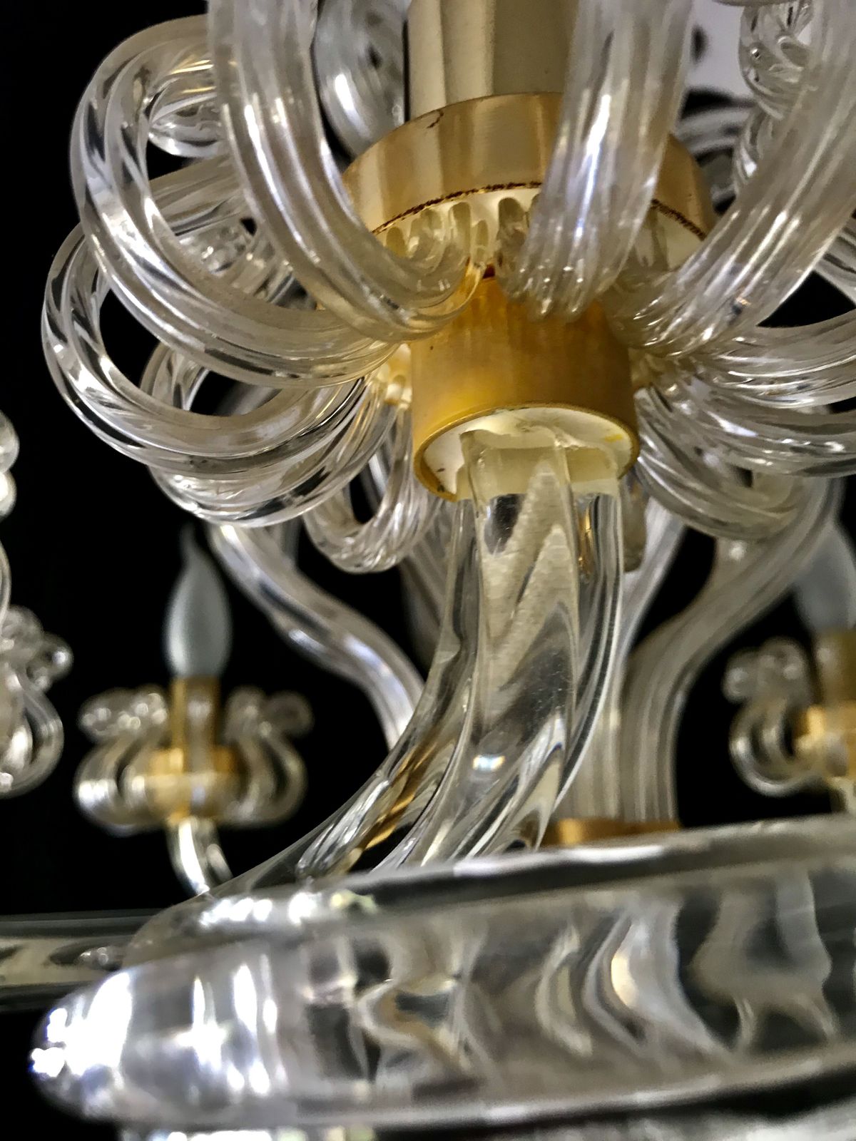 Murano Glass Chandelier And 1980 Gold Structure photo buy