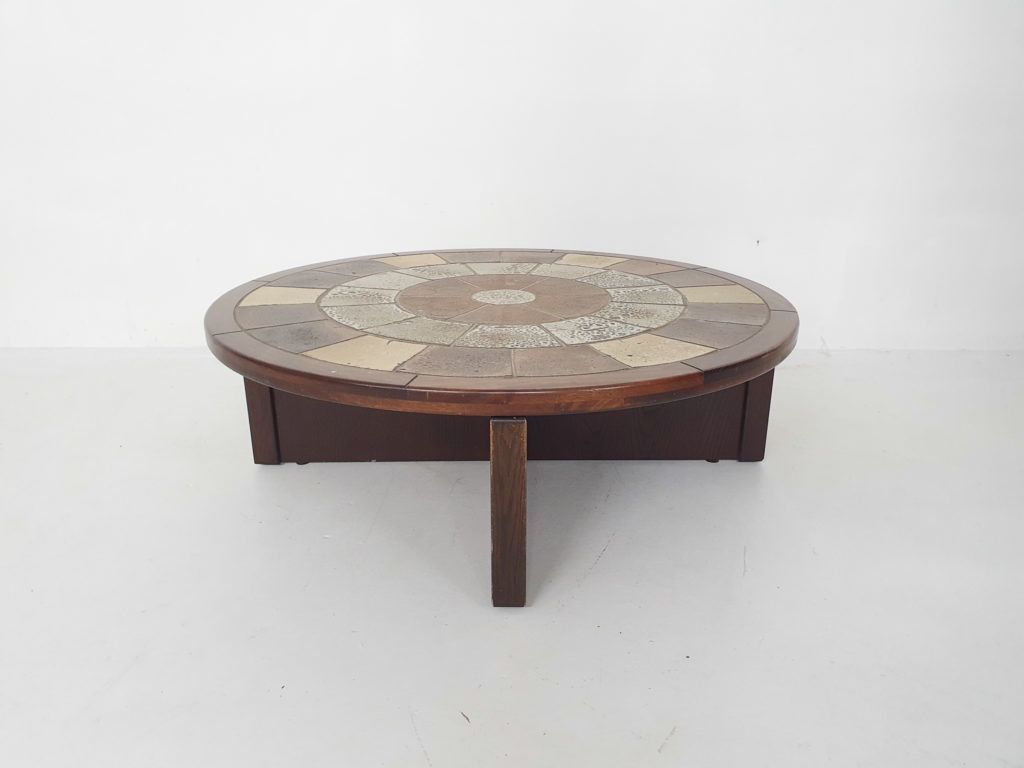 Tue Poulsen For Haslev Møbelsnedkeri, Stone And Oak Coffee Table, Denmark 1960's photo furniture