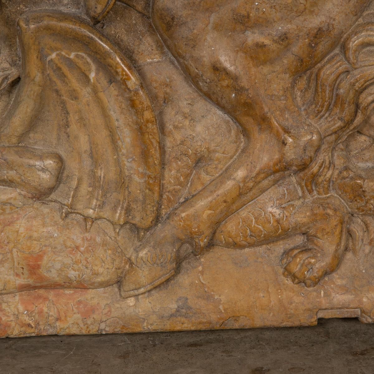 photo vintage 19th Century Italian Marble Plaque Of George Slaying The Dragon, C.1870
