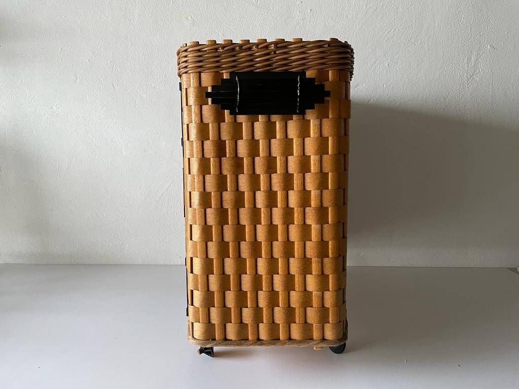 photo furniture Mid Century Wooden And Black Metal Bar Chest, 1950s, Italy