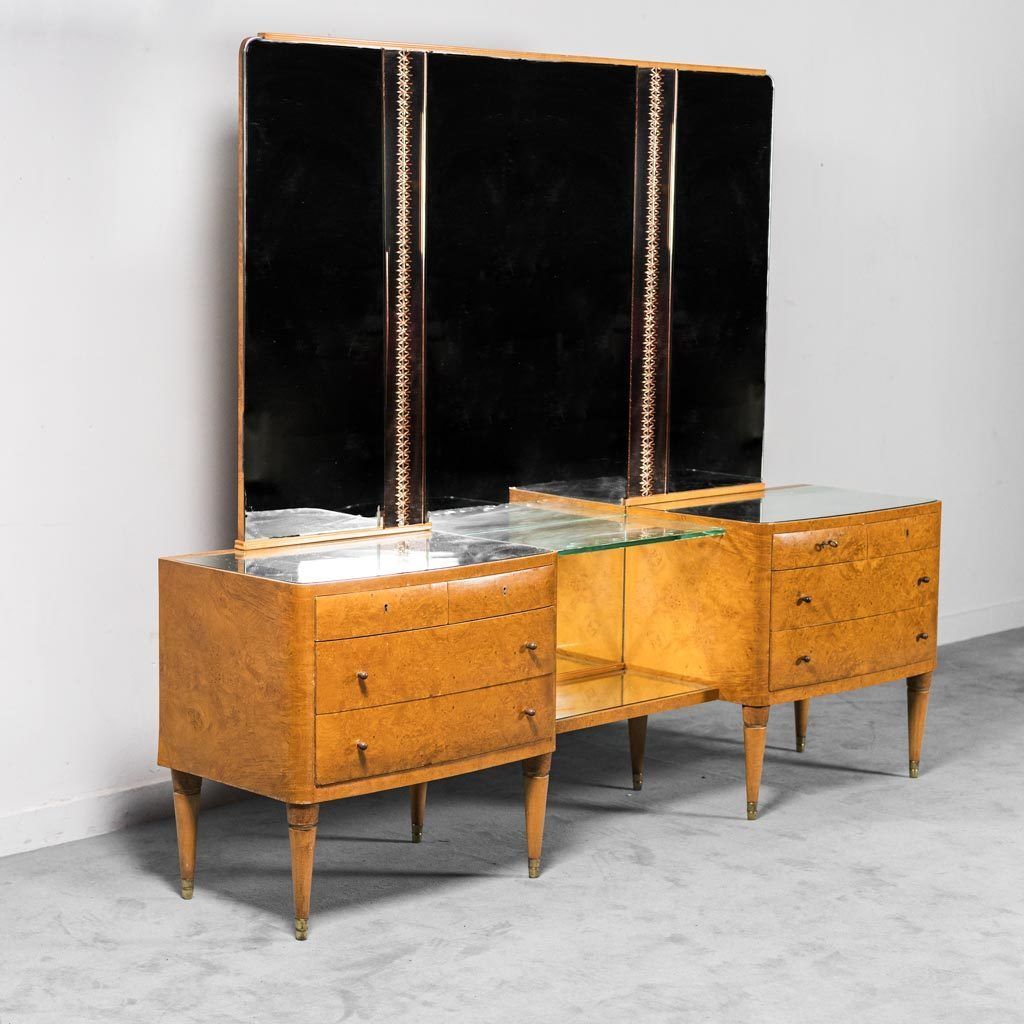 Vintage 1940s Wooden Mirror Chest Of Drawers photo for sale