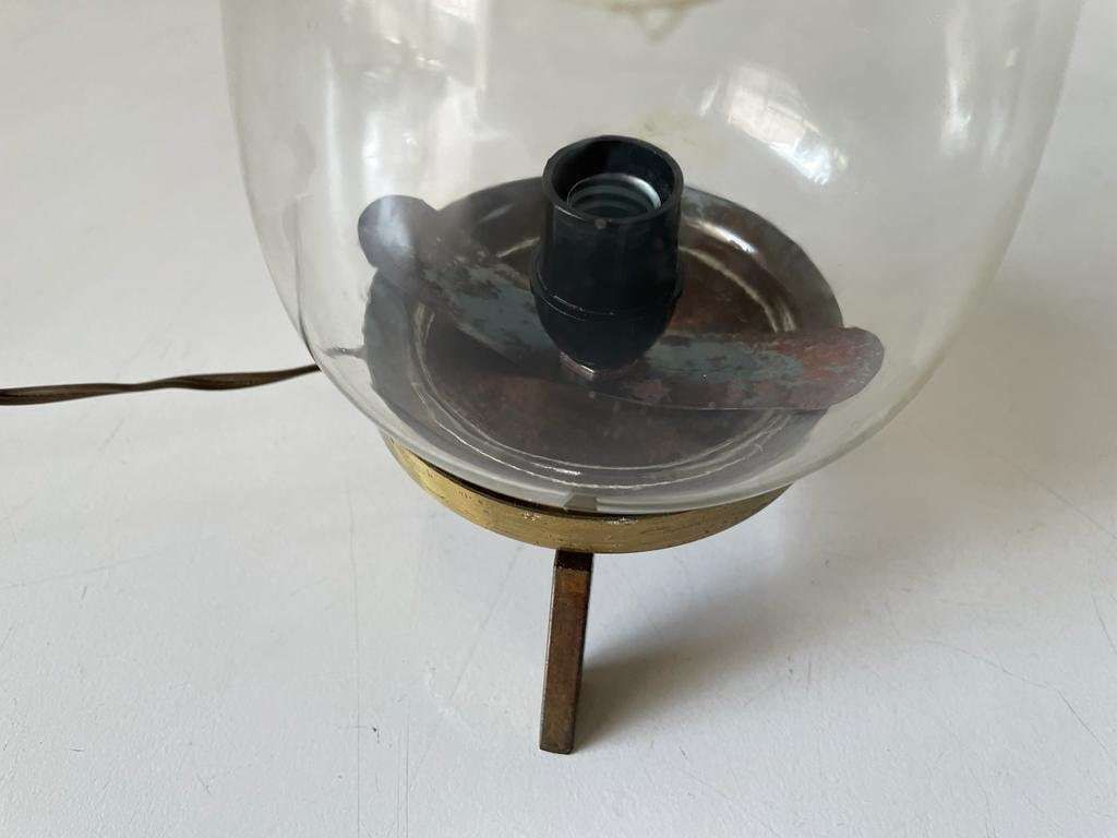 Italian Brass And Glass Art Deco Pair Of Table Lamps, 1940s, Italy photo vintage