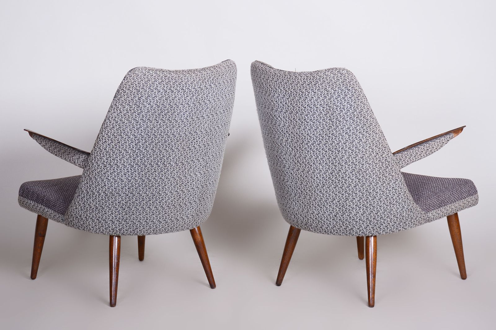 Set Of Two Grey Mid Century Armchairs Made In 1950s Czechia. Original Condition. photo vintage