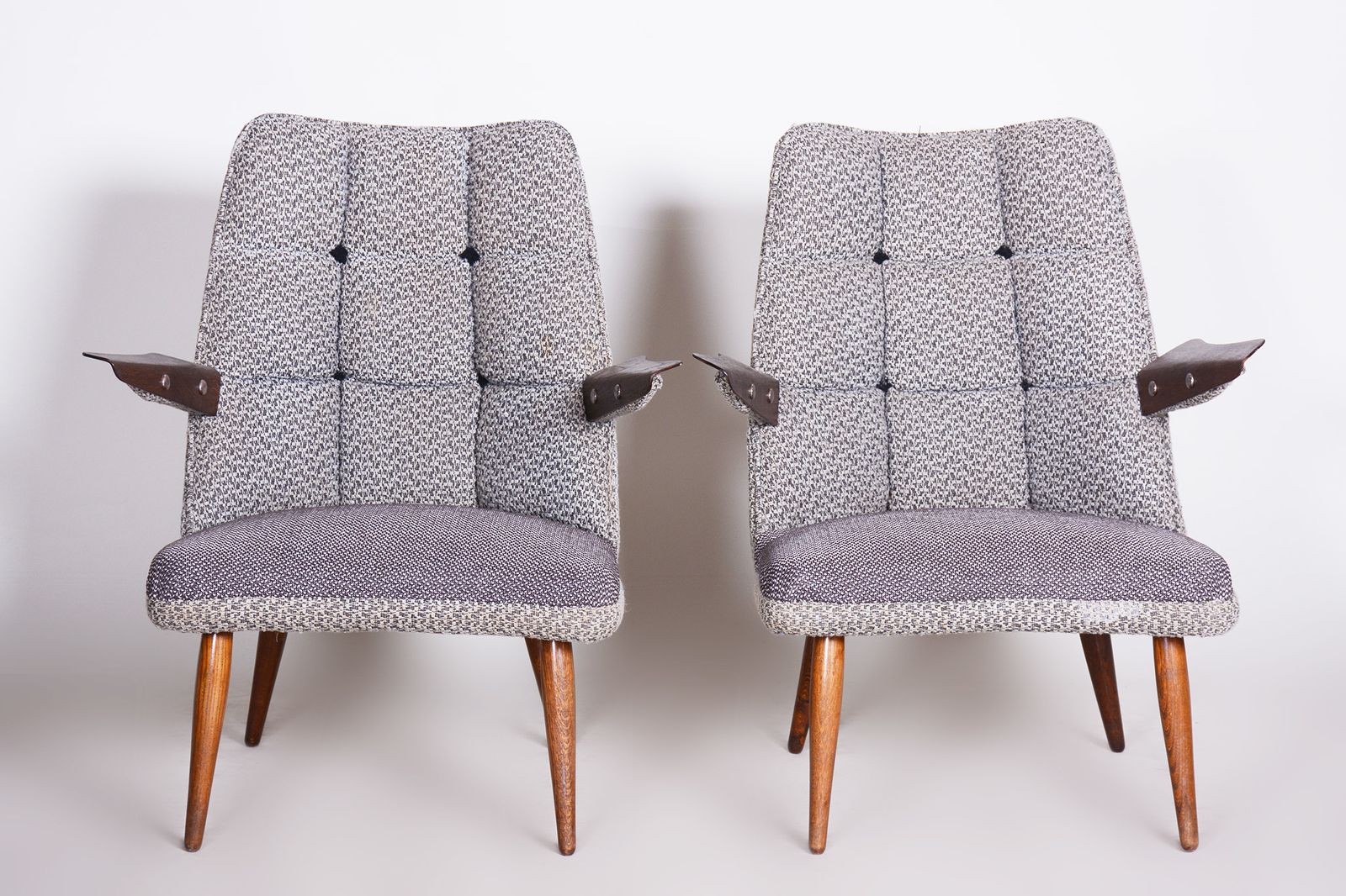 photo furniture Set Of Two Grey Mid Century Armchairs Made In 1950s Czechia. Original Condition.