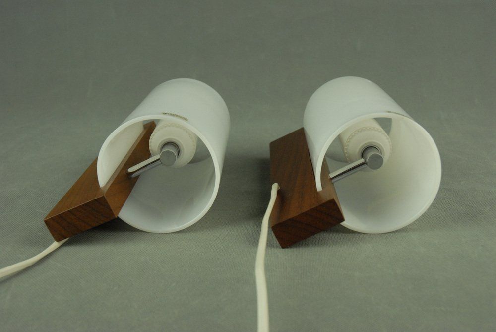 Italian Perspex & Teak Wall Lamps By Luigi Massoni For Harvey Guzzini, 1960s, Set Of 2 photo 695.0