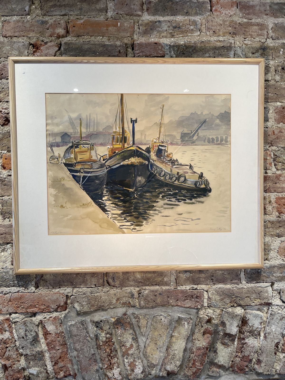 Signed Midcentury Watercolour Of Milford Haven By Renowned Postwar Artist Beryl Tilley photo furniture