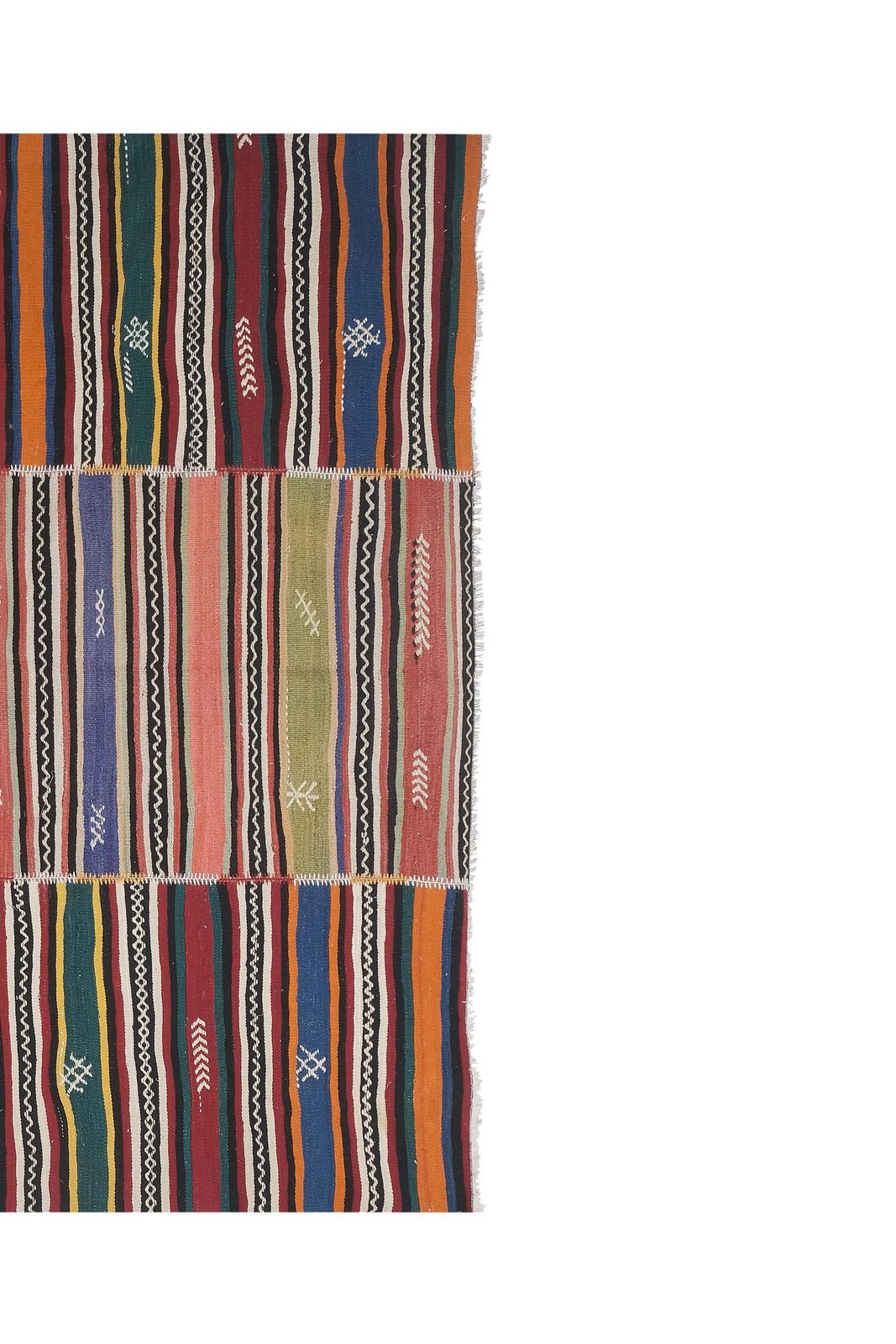 3004.0 Vintage Handwoven Oversize Striped Turkish Kilim Rug7'5" X 10'8" photo