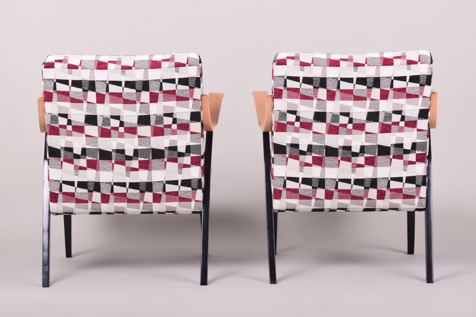 Pair Of Multicoloured Mid Century Armchairs Made In 1950s Czechia. Non Restored. photo 950.0