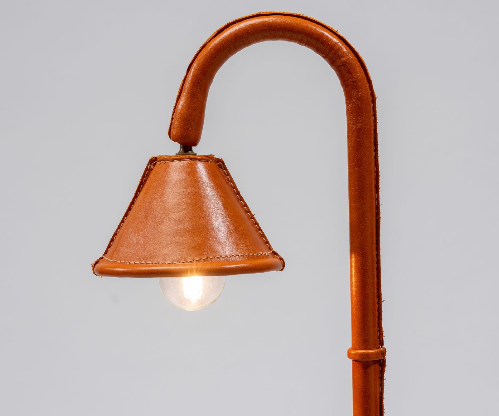 Unique And Iconic Leather Wrapped Desk Lamp In The Manner Of Valenti photo Lighting