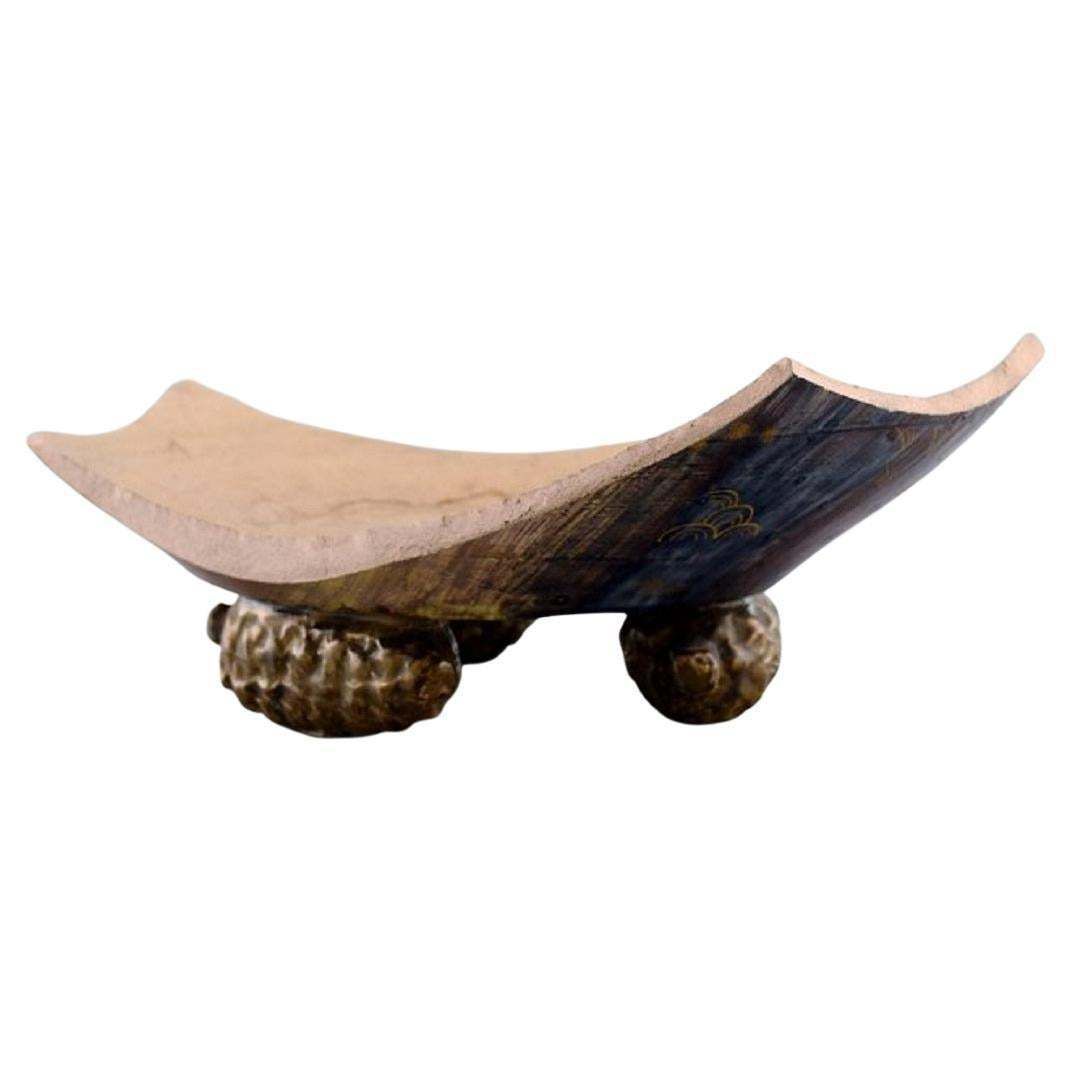 Emile Gallé For St. Clement, Nancy, Antique Art Nouveau Bowl In Faience
