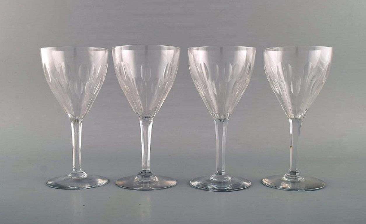 Baccarat, France, Nine Red Wine Glasses In Clear Mouth Blown Crystal Glass photo furniture