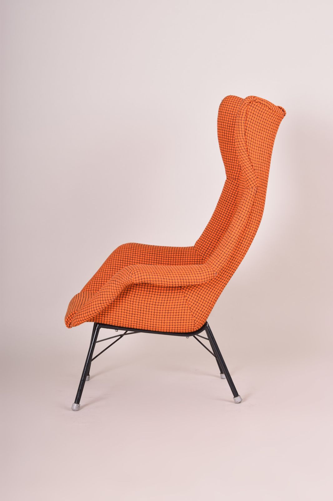 Orange Mid Century Modern Armchair, Made In 1960s Czechia. Restored. Navratil. photo for sale