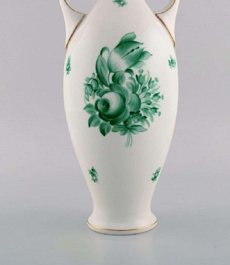 Large Herend Green Chinese Vase In Hand Painted Porcelain, Mid 20th Century photo for sale