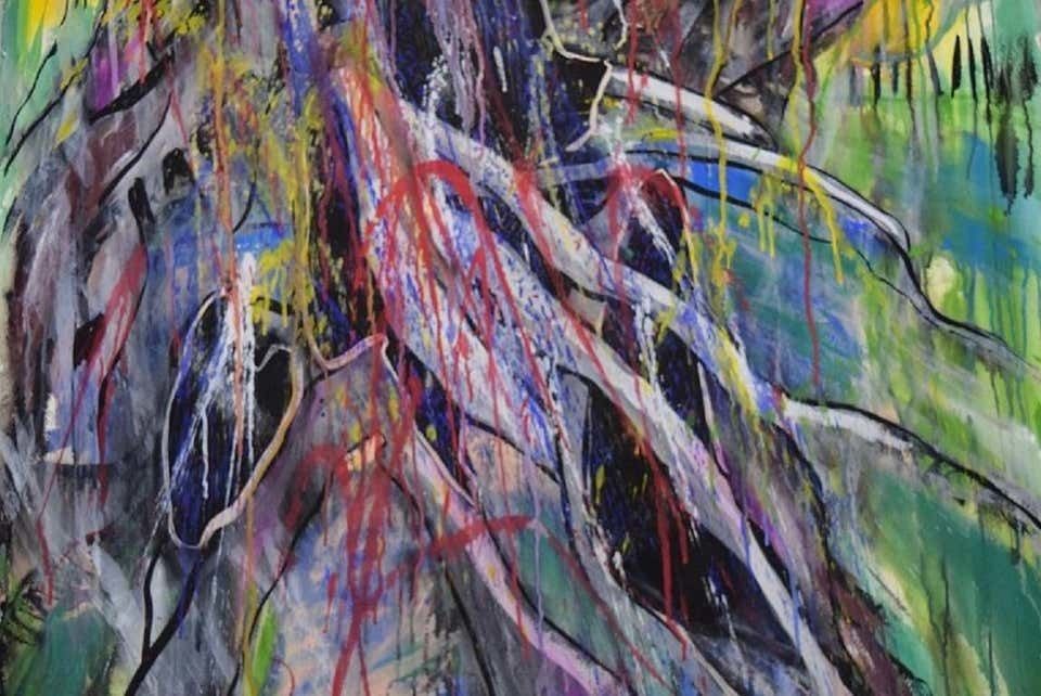 Ivy Lysdal, Mixed Media On Cardboard, Large Abstract Modernist Painting photo for sale