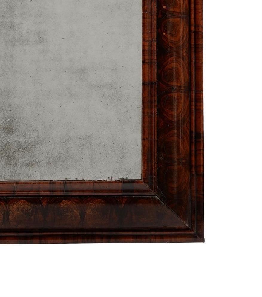 Large 17th Century William And Mary Olive Oyster Cushion Mirror, C. 1690 photo Home Decor