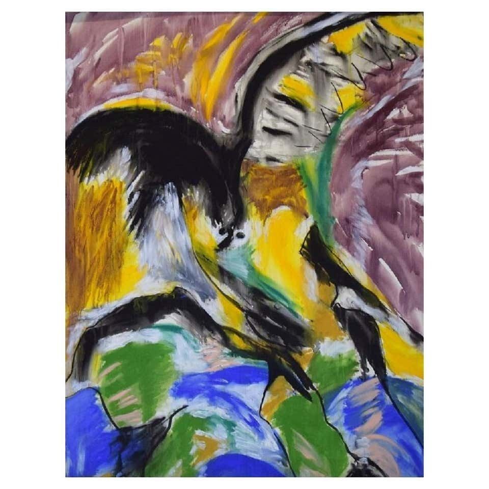 Ivy Lysdal, Mixed Media On Cardboard, Large Abstract Modernist Painting