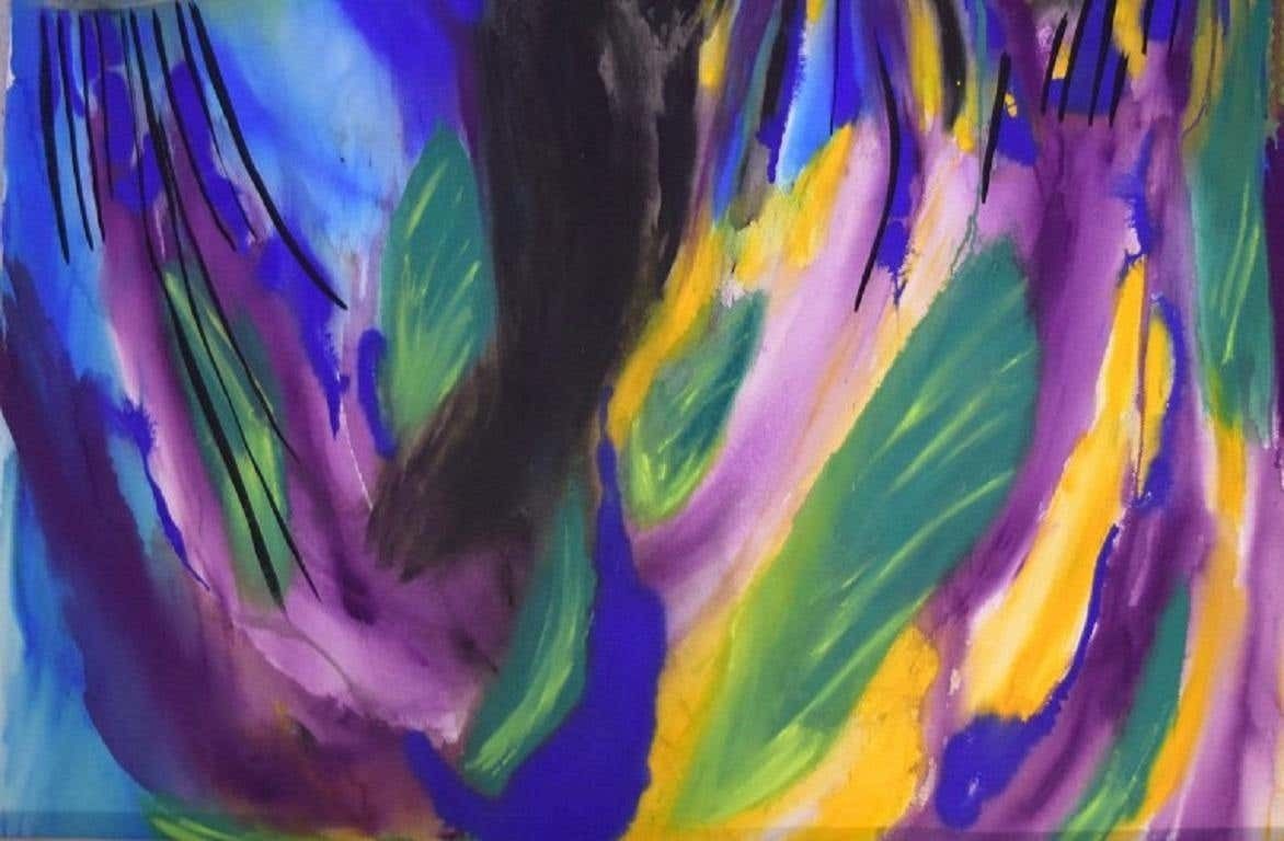 Ivy Lysdal, Mixed Media On Cardboard, Large Abstract Modernist Painting photo furniture