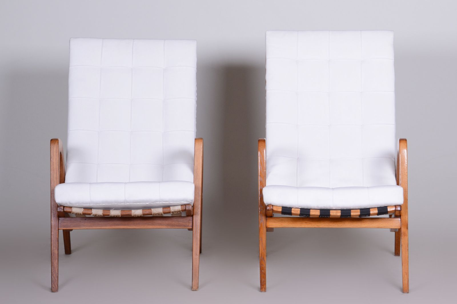 White Mid Century Armchairs Made In Czechia '50s. By Jan Vanek, Fully Restored photo furniture
