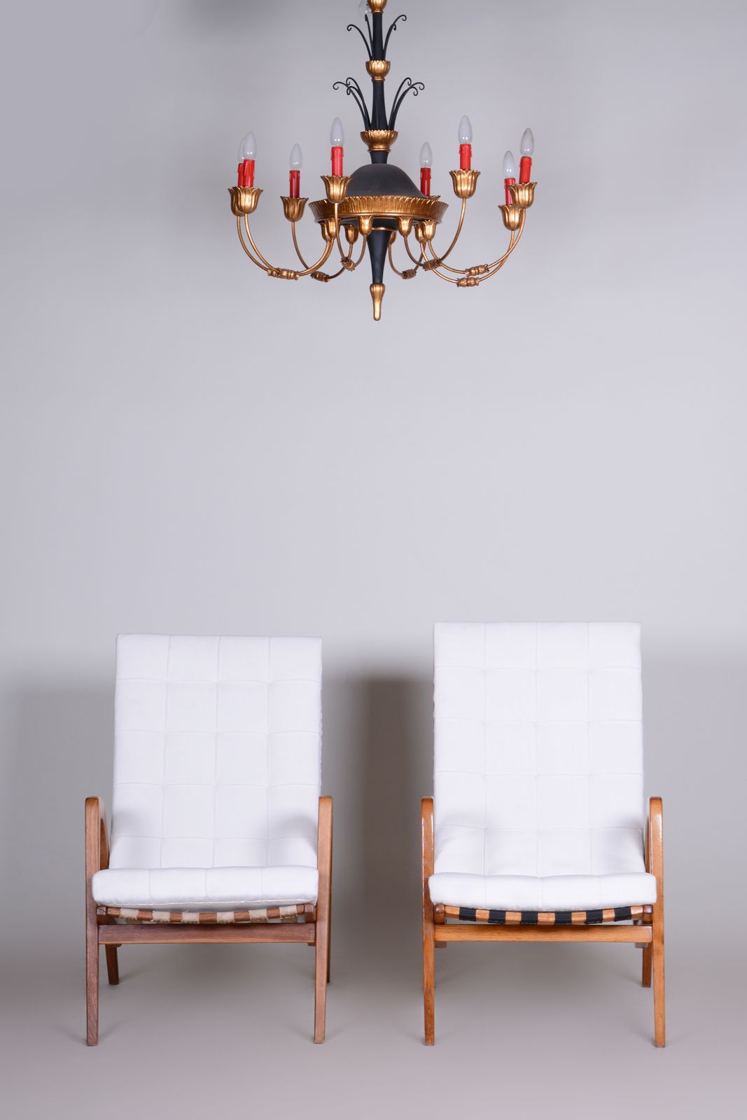 1200.0 White Mid Century Armchairs Made In Czechia '50s. By Jan Vanek, Fully Restored photo