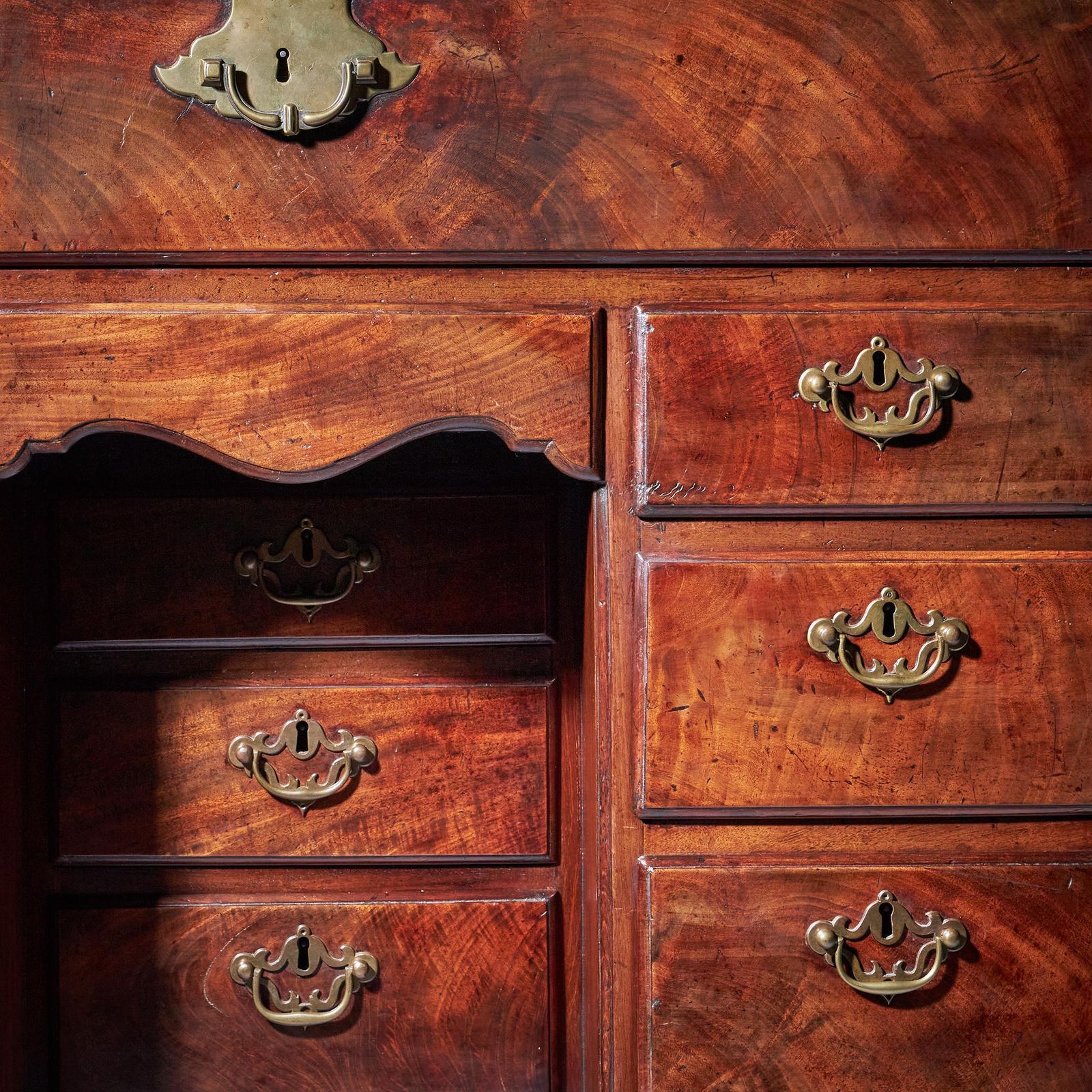 Furniture A George II Irish Mahogany Secretaire Kneehole Bookcase Att. C. Hearn photo