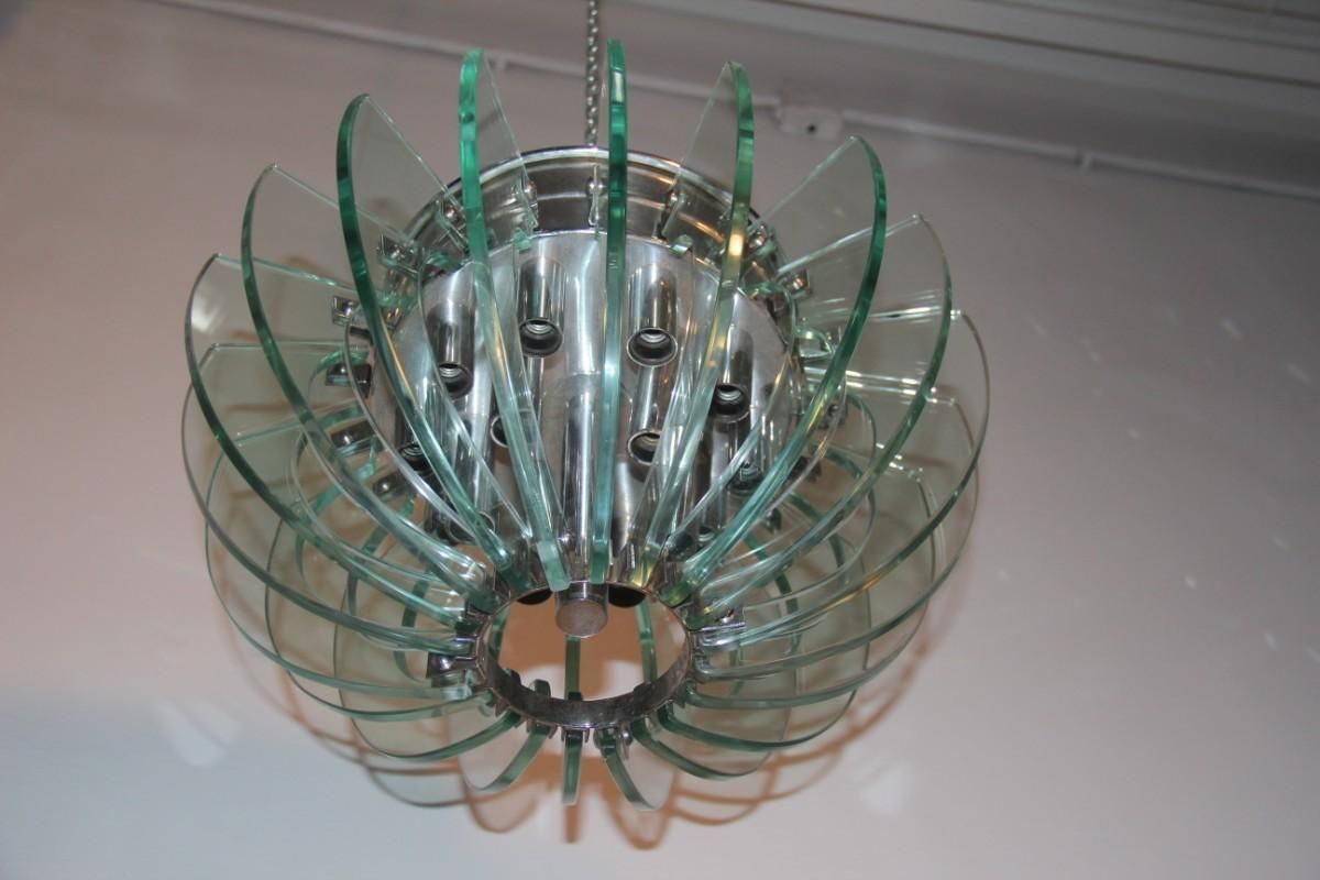 Mid Century Italian Sculptural Chandelir Gallott&Radice 1960s Crystl And Brass photo vintage