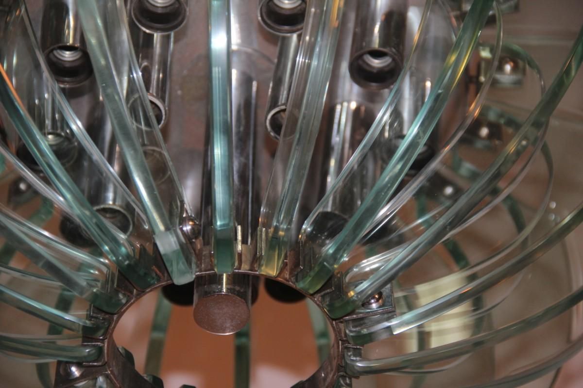 Lighting Mid Century Italian Sculptural Chandelir Gallott&Radice 1960s Crystl And Brass photo