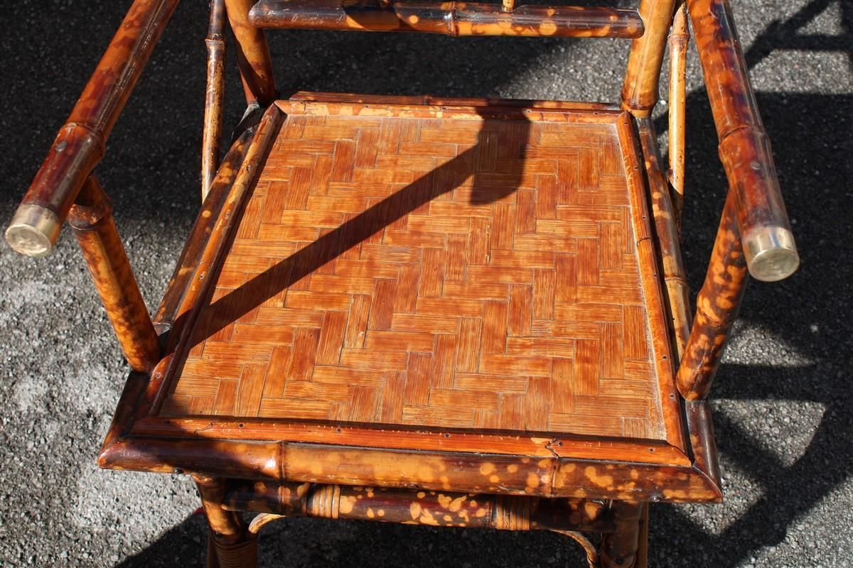 Furniture Pair Mid Century Bamboo Chairs Brass Parts Gabriella Crespi Style 1950s photo