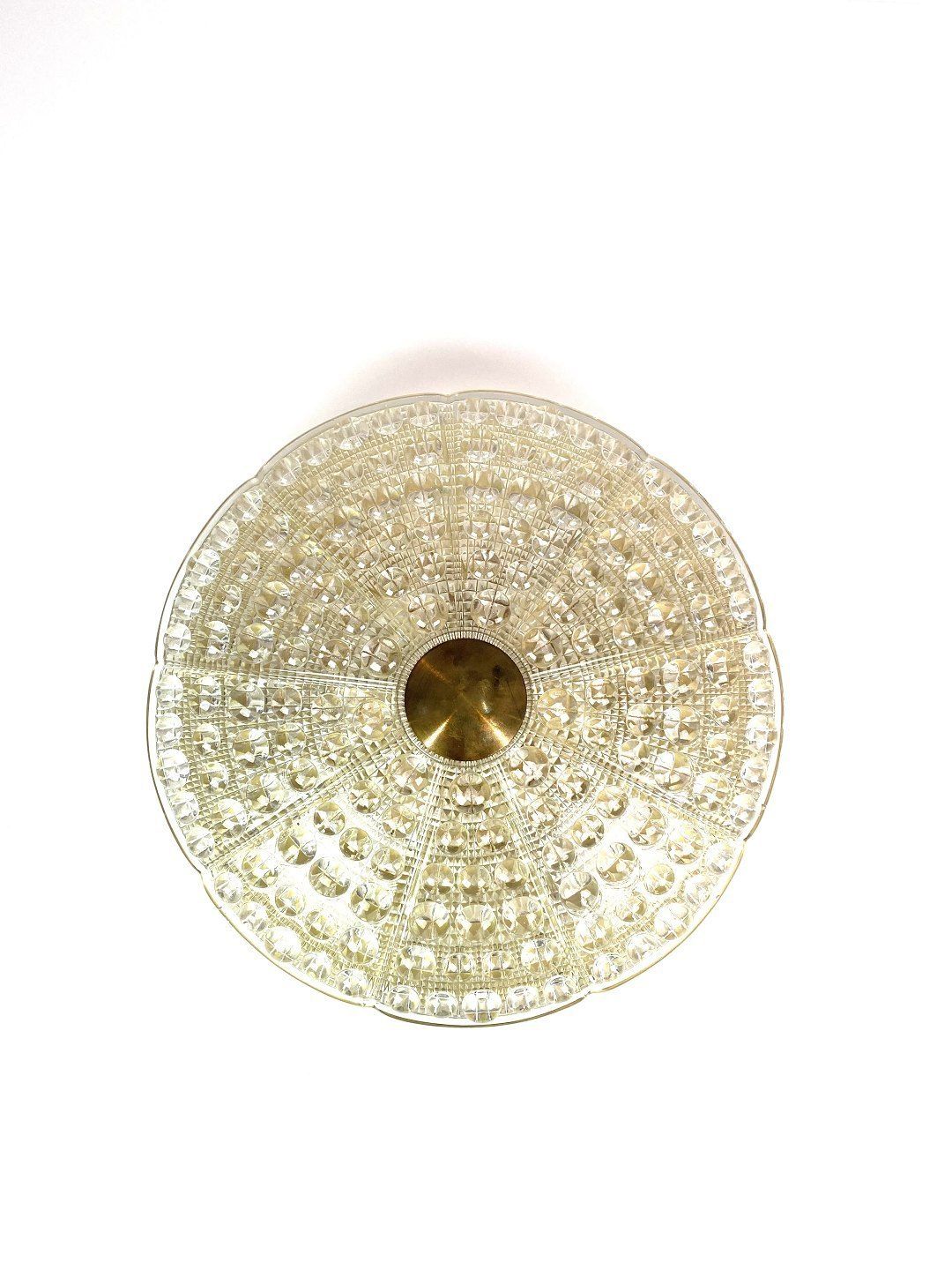 Ceiling Lamp In Brass And Glass Of Danish Design Manufactured By Orrefors Glassworks In The 1960s. photo furniture