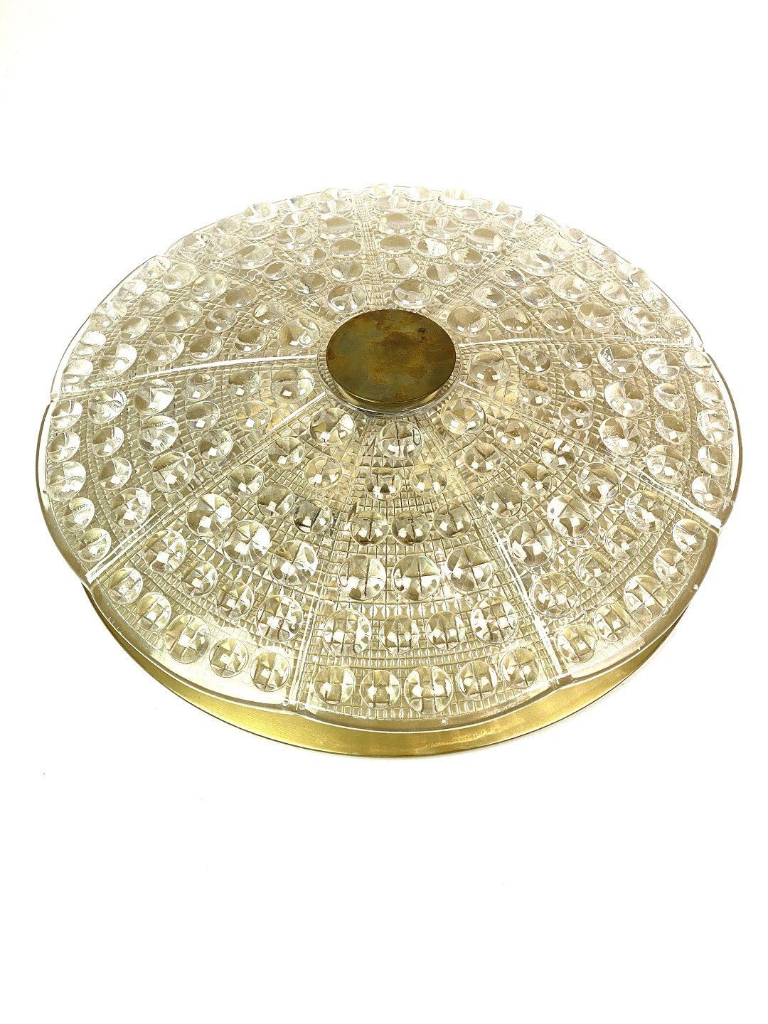 Ceiling Lamp In Brass And Glass Of Danish Design Manufactured By Orrefors Glassworks In The 1960s. photo vinterior