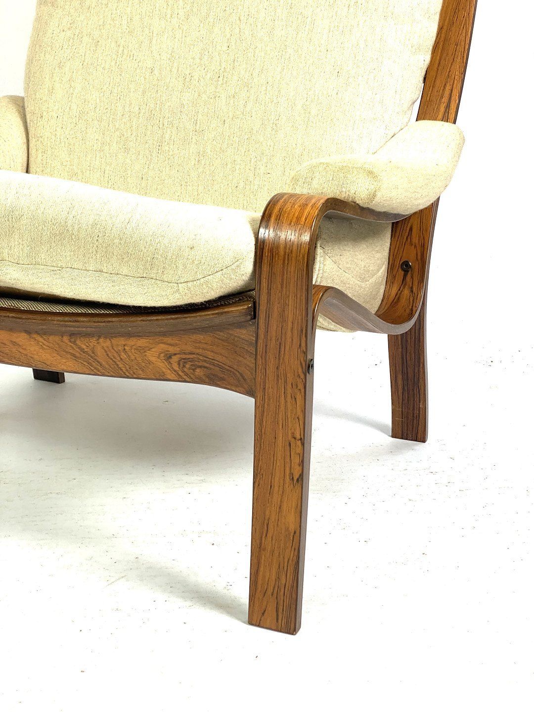 Easy Chair In Rosewood And Upholstered With Light Fabric, Of Danish Design From The 1960s photo Furniture