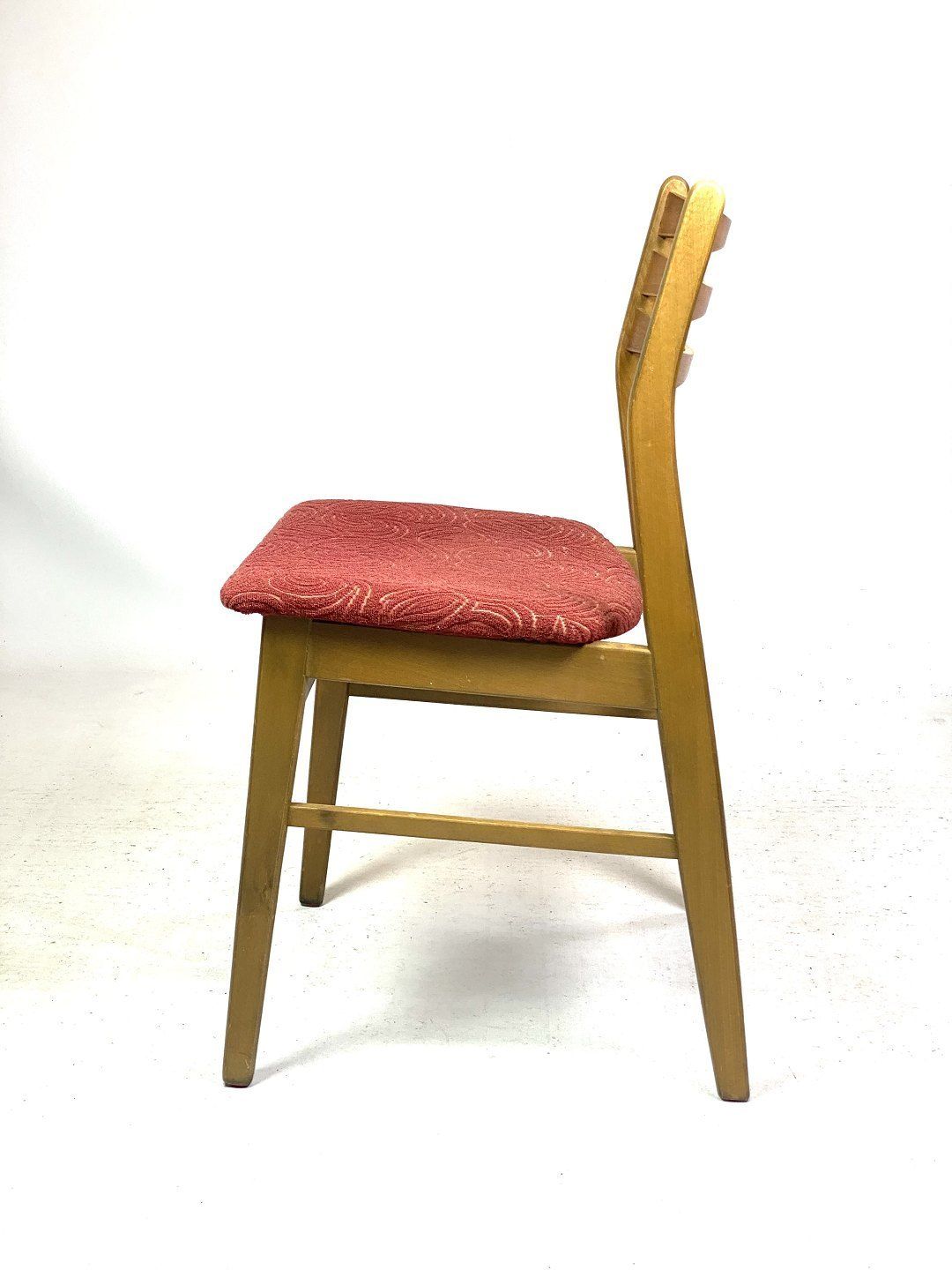 Six Dining Room Chairs In Dark Polished Wood And Upholstered With Red Fabric, Of Danish Design From The 1960s. photo 790.0