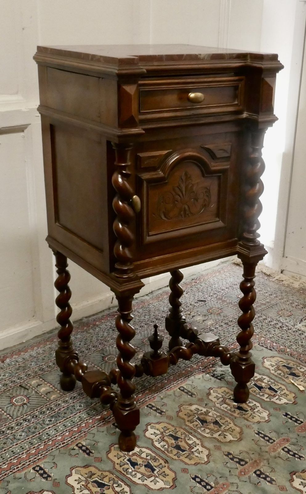 French Walnut Barley Twist Night Table Or Side Cupboard photo for sale
