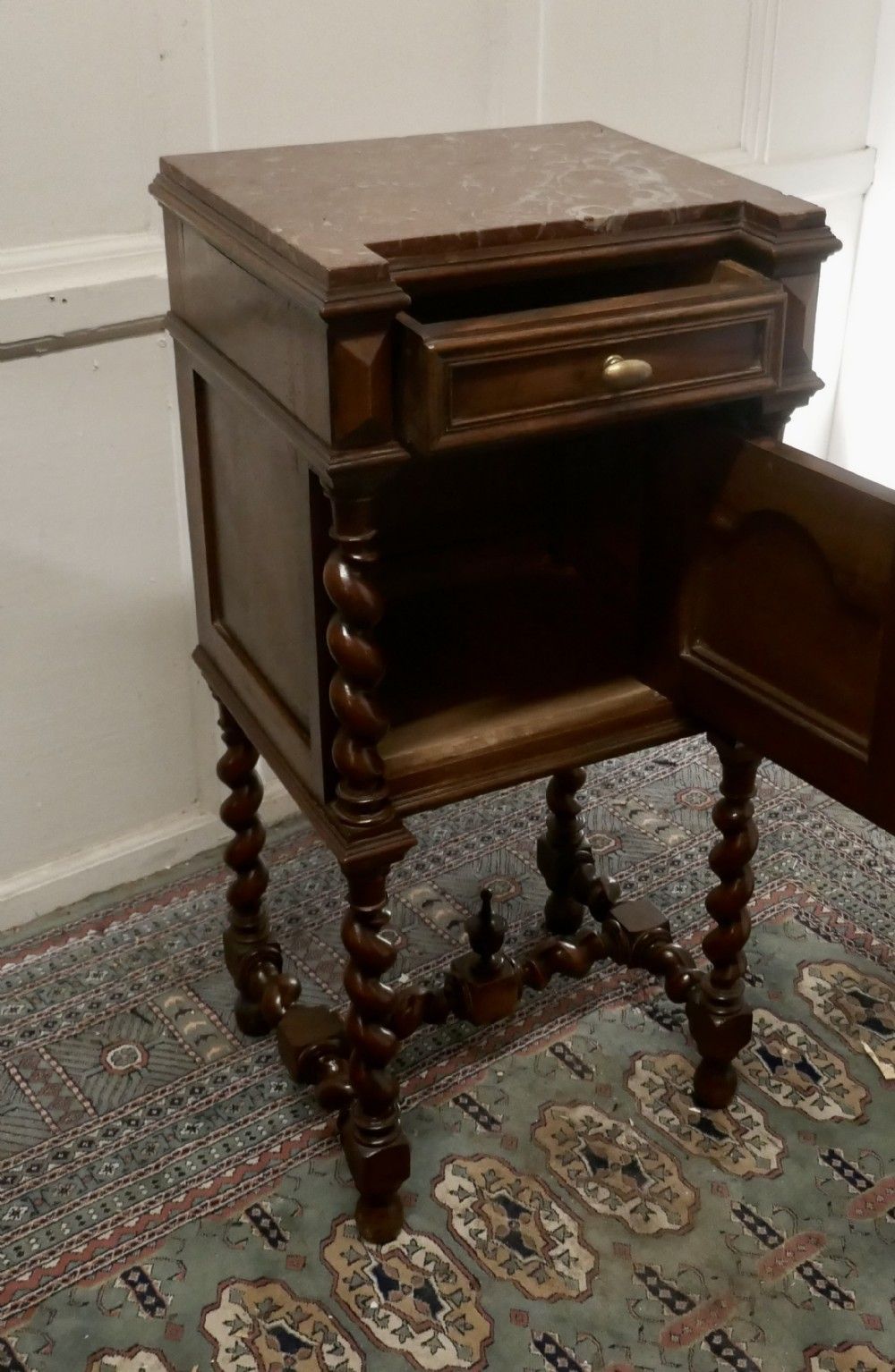 French Walnut Barley Twist Night Table Or Side Cupboard photo Furniture