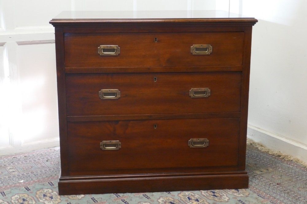 Good Quality 3 Drawer Mahogany Campaign Chest, From Hms Renown